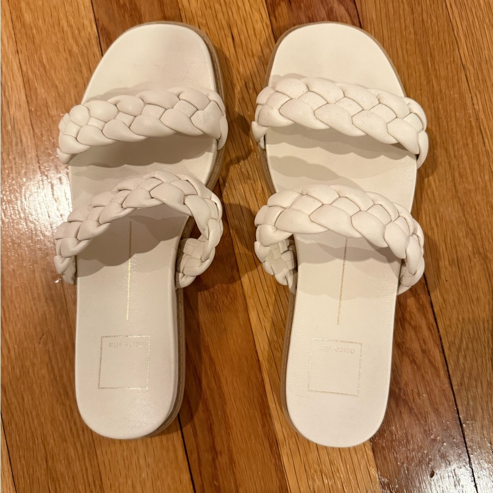 Women's Cream Braided Slide Sandals